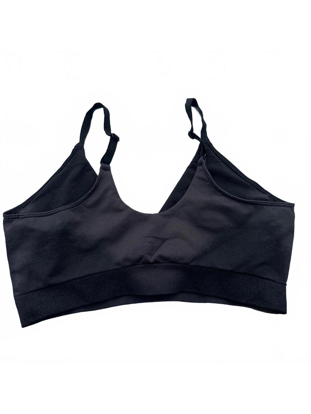 Gymshark Blur Seamless Bralette in Black/Asphalt Grey, size Large